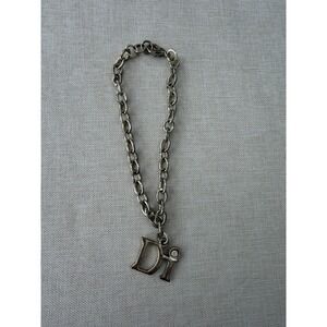 Y2K Di Logo Charm‎ Bracelet Silver Tone Chunky Chain Vintage Gift